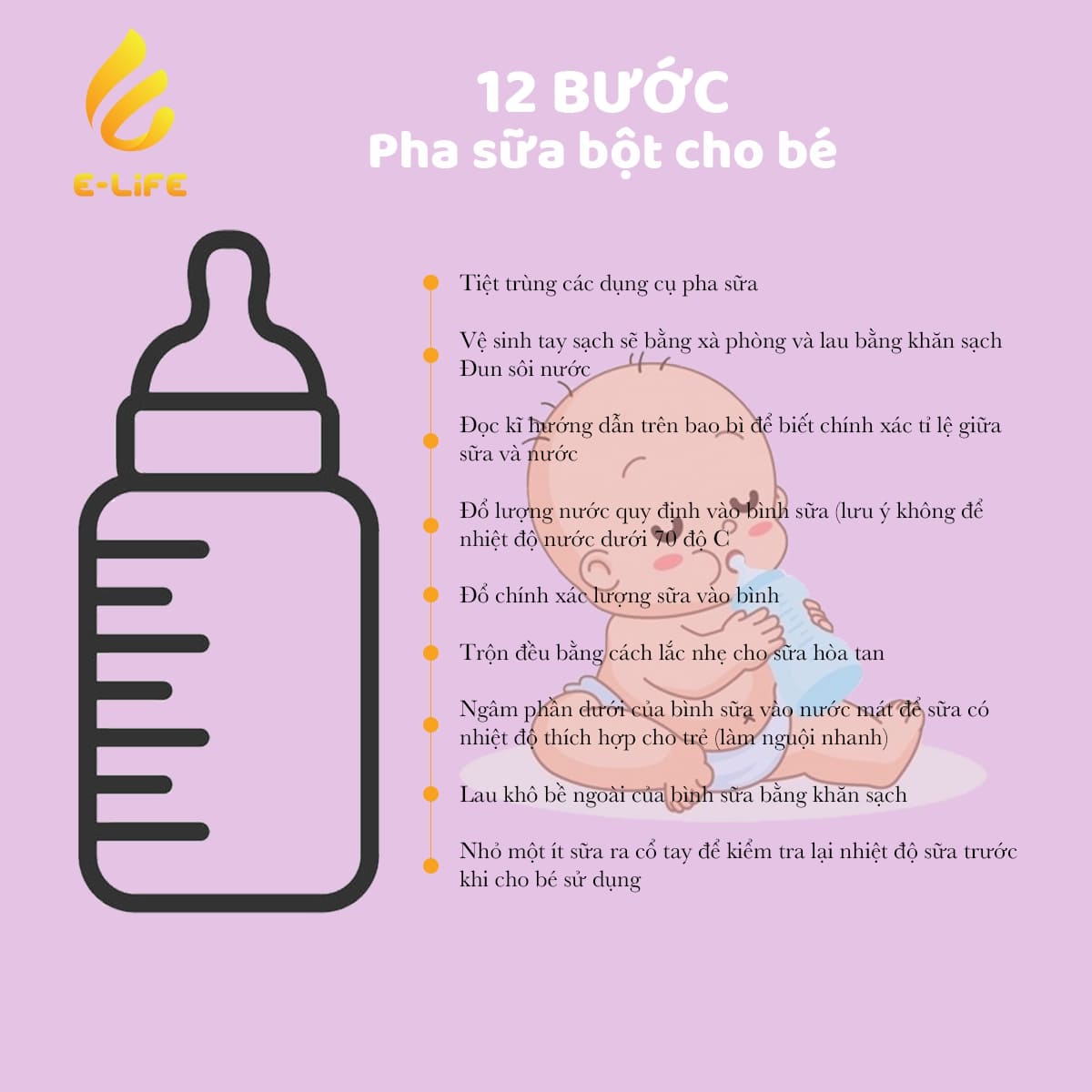 Các bước pha sữa cho trẻ em