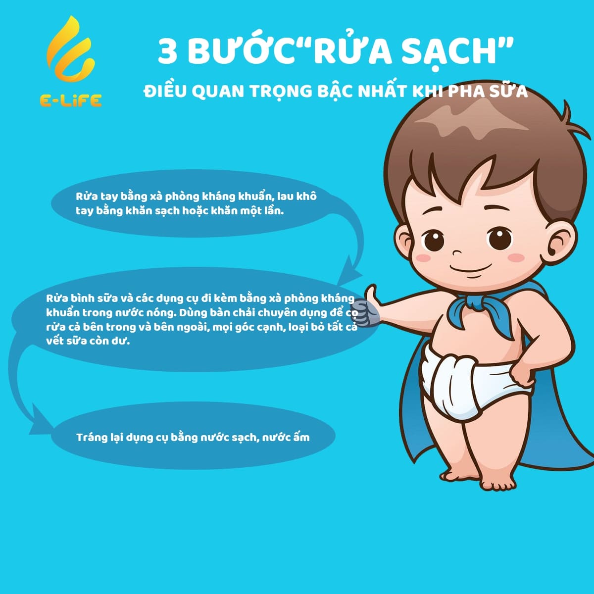 Các bước pha sữa cho trẻ em